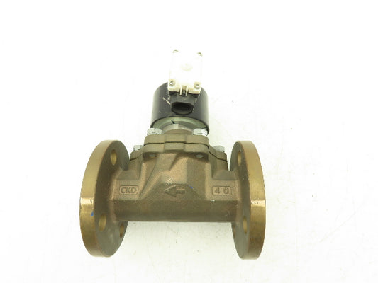 CKD ADK21-40F-03N Bronze Solenoid Valve 43mm Flanged 100V Pilot Kick Type