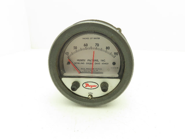 Dwyer 13-194147-01 Photohelic Pressure Switch/Gauge Range 40-90" w.c.