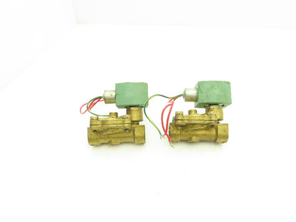 Asco Red-Hat 8210G3 3/4" Brass Solenoid Valve 2-Way 120V Normally Open Lot of 2