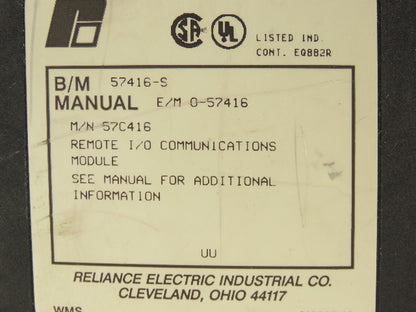 Reliance Electric 57C416 I/O PLC Input Output Module