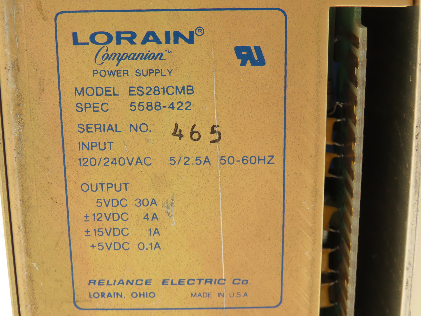 Reliance Electric ES281CMB Lorain PLC Power Supply Module 57491
