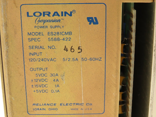 Reliance Electric ES281CMB Lorain PLC Power Supply Module 57491