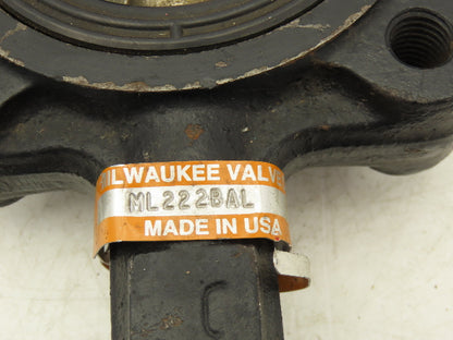 Milwaukee ML222B  3" Butterfly Valve Lug Style Iron Disc No Handle