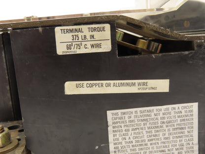 Westinghouse 1288C08G09  400A Bucket Switch Circuit Breaker Disconnect 3-Pole