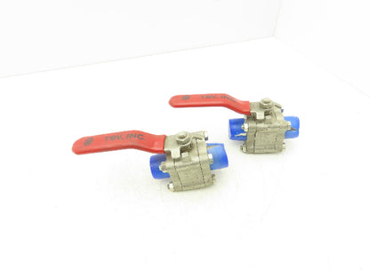TBV 15B123636GT Stainless Ball Valve 1" Socket Weld 3Pc 1500 WOG CF3M  Lot of 2