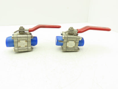 TBV 15B123636GT Stainless Ball Valve 1" Socket Weld 3Pc 1500 WOG CF3M  Lot of 2