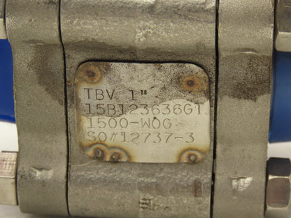 TBV 15B123636GT Stainless Ball Valve 1" Socket Weld 3Pc 1500 WOG CF3M  Lot of 2