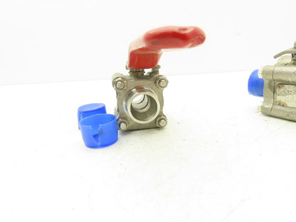 TBV 15B123636GT Stainless Ball Valve 1" Socket Weld 3Pc 1500 WOG CF3M  Lot of 2