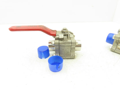 TBV 15B123636GT Stainless Ball Valve 1" Socket Weld 3Pc 1500 WOG CF3M  Lot of 2