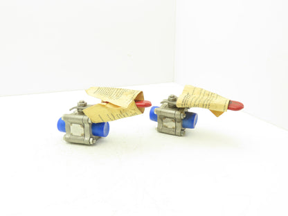 TBV 15B123636GT Stainless Ball Valve 1" Socket Weld 3Pc 1500 WOG CF3M  Lot of 2