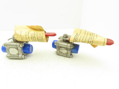 TBV 15B123636GT Stainless Ball Valve 1" Socket Weld 3Pc 1500 WOG CF3M  Lot of 2