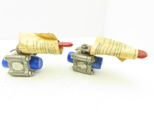 TBV 15B123636GT Stainless Ball Valve 1" Socket Weld 3Pc 1500 WOG CF3M  Lot of 2