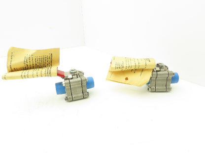 TBV 15B123636GT Stainless Ball Valve 3/4" Socket Weld 3Pc 1500 WOG CF3M Lot of 2