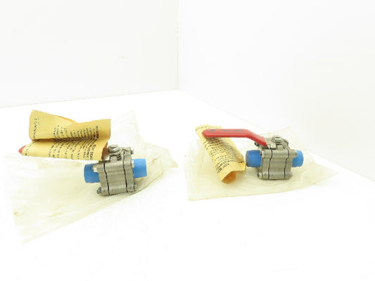 TBV 15B123636GT Stainless Ball Valve 3/4" Socket Weld 3Pc 1500 WOG CF3M Lot of 2