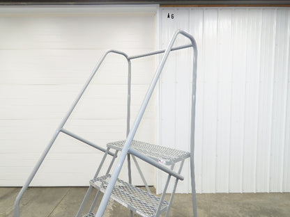 Uline H-84-110 Rolling Ladder 5 Step 10" Work Platform 50" Top Step 450lbs