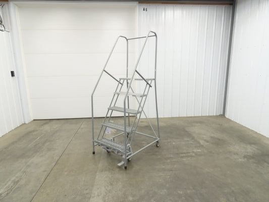 Uline H-84-110 Rolling Ladder 5 Step 10" Work Platform 50" Top Step 450lbs