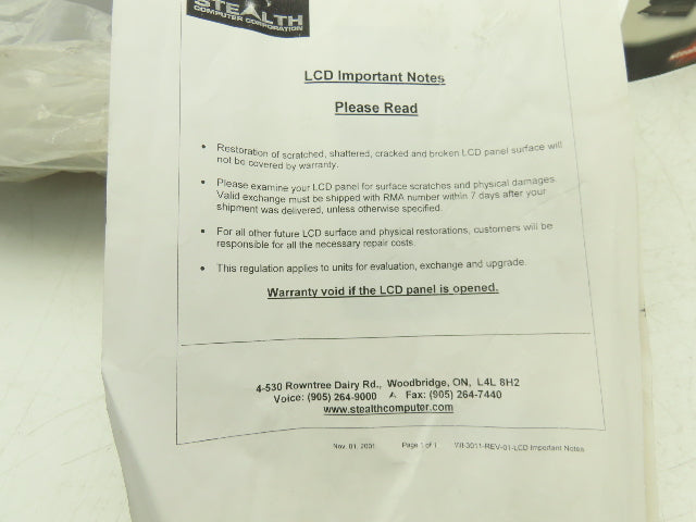 Stealth SV-1900P3-PM-RT-SS Industrial Computer Panel Mount LCD Monitor 19"Screen