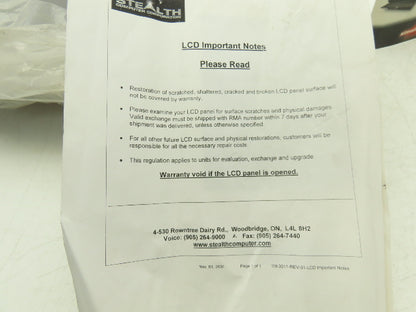 Stealth SV-1900P3-PM-RT-SS Industrial Computer Panel Mount LCD Monitor 19"Screen