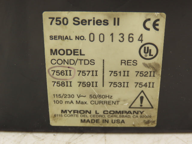 Myron L Company 756II Conductivity Monitor Meter 115-230VAC Series 750 II