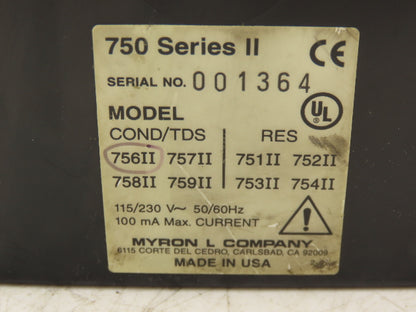 Myron L Company 756II Conductivity Monitor Meter 115-230VAC Series 750 II