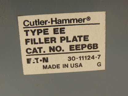 Eaton Cutler Hammer EEP6B 6X Blank Filler For Breaker Only Type EE
