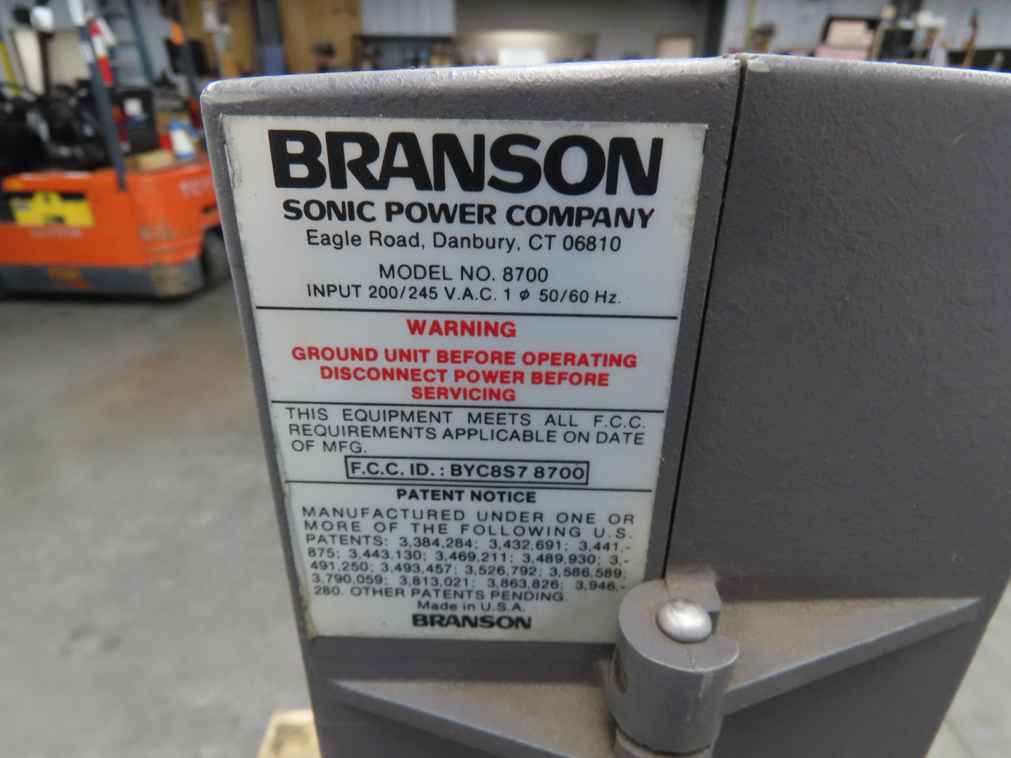 Branson 8700 Ultrasonic Welder Powered Welding Head Unit Sonitek Thermal Press