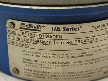 Foxboro RTT20-D1WAQFN Temperature Transmitter 12-42VDC I/A Ser 0-1562°F 2"