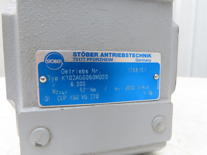 Stober K102AG0060MQ20 Helical Reducer 6:1 Servo Gearbox 500rpm Hollow Shaft