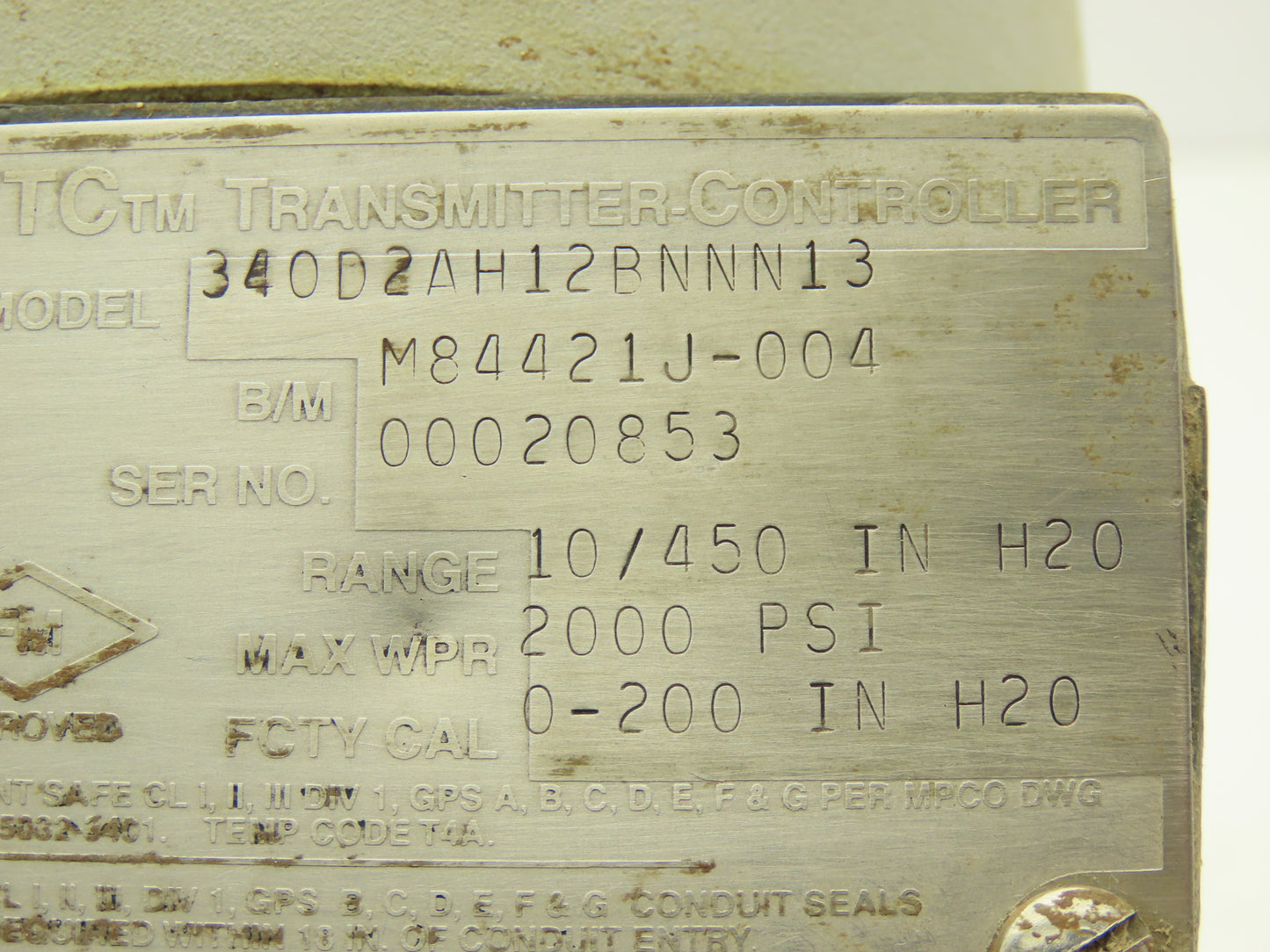 340D2AH12BNNN13 XTC Differential Pressure Transmitter Switch 10-450" H2O 2000PSI
