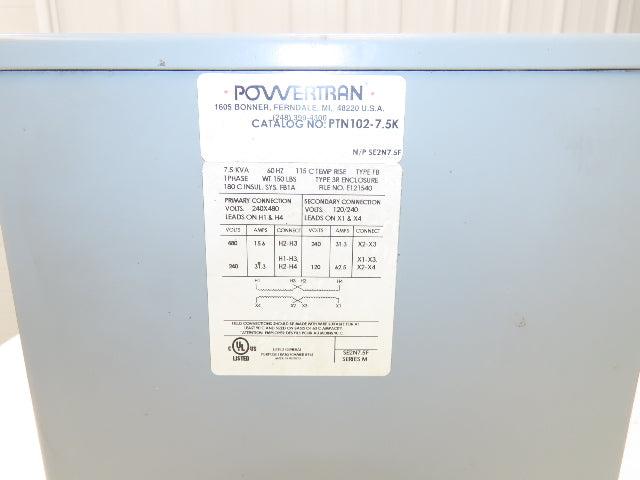 Federal Pacific SE2N7.5F Power Transformer 7.5KVA 1PH HV 240/480 LV 120/240