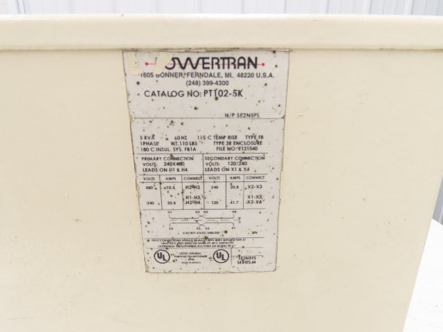 Federal Pacific SE2N5FS Power Transformer 5KVA 1PH HV 240/480 LV 120/240