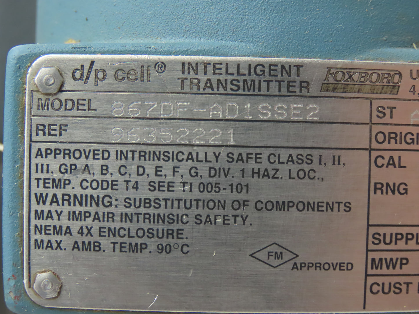 Foxboro 867DF-AD1SSE2 D/P Cell Pressure Transmitter 3" Flanged 316L 12.5-42Vdc