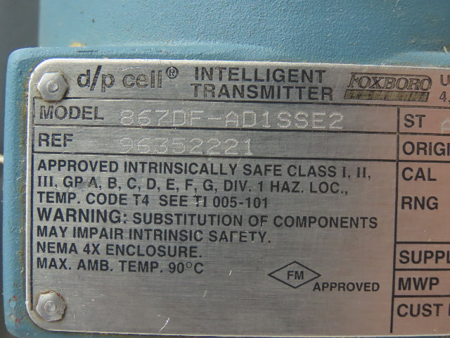 Foxboro 867DF-AD1SSE2 D/P Cell Pressure Transmitter 3" Flanged 316L 12.5-42Vdc