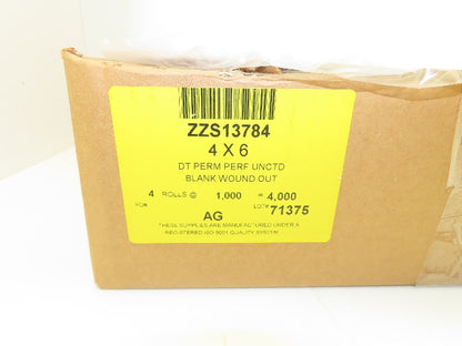 4"x 6" Direct Thermal Shipping Labels 1000 Per Roll 3" Core 4000ct 4 Pack