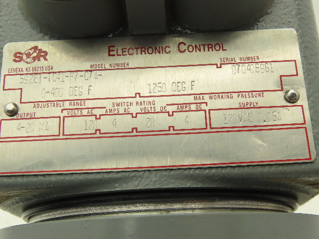 SOR 592E1-TC41-P7-C7A Temperature Switch 125VAC 0-400 °F XP Hazardous Location