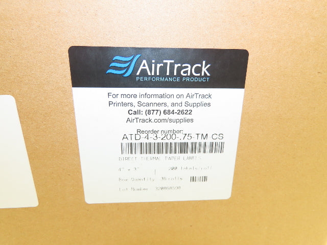Air Track ATD-4-3-200 Direct Thermal Labels 4x3" Barcode Stickers 36 Roll 7200ct