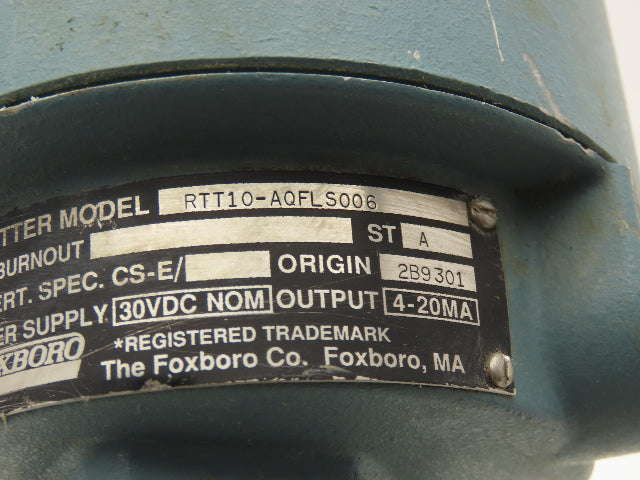 Foxboro RTT10-AQFL-S006 Temperature Transmitter 50-250°F 30VDC Haz Loc