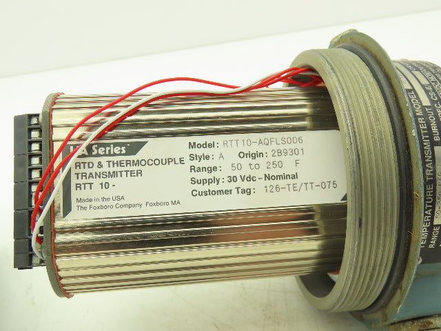 Foxboro RTT10-AQFL-S006 Temperature Transmitter 50-250°F 30VDC Haz Loc