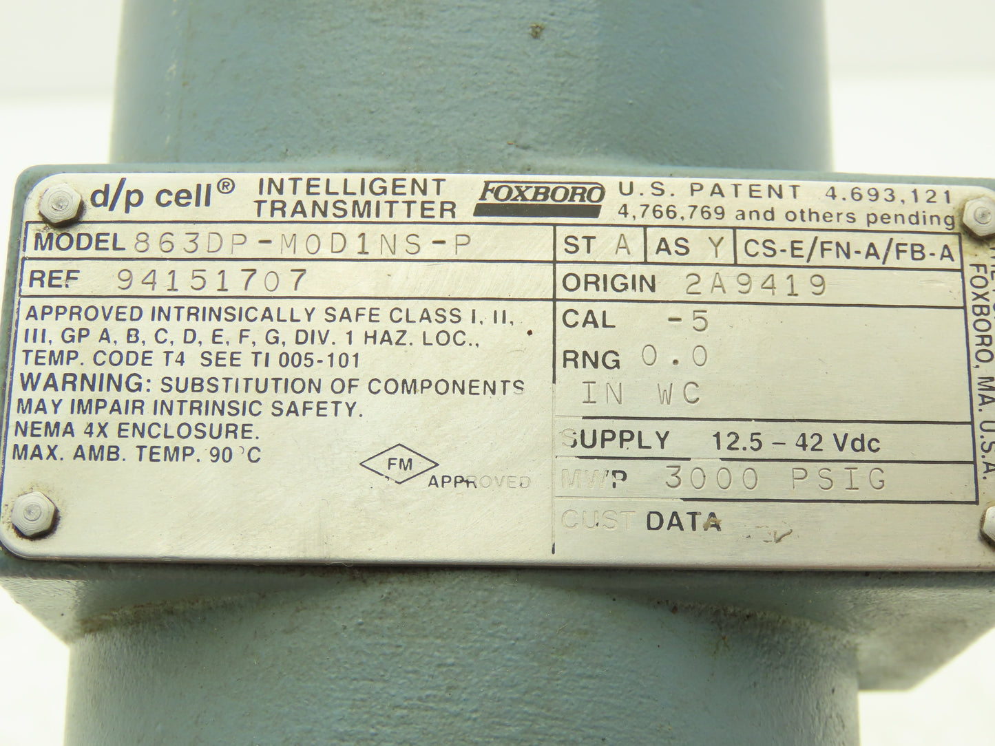 Foxboro 863DP-M0D1NS-P Pressure Transmitter Digital Readout 12.5-42VDC 3000PSI