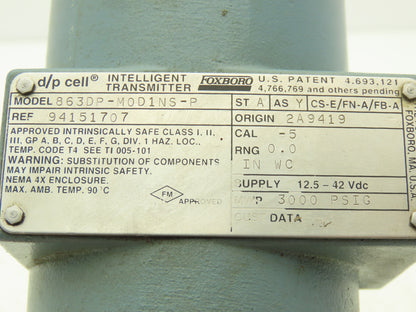 Foxboro 863DP-M0D1NS-P Pressure Transmitter Digital Readout 12.5-42VDC 3000PSI