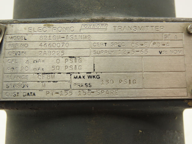 Foxboro 821GM-IS1NM2 Pressure Transmitter 1/2"NPT 12.5-65vdc