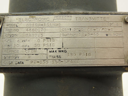 Foxboro 821GM-IS1NM2 Pressure Transmitter 1/2"NPT 12.5-65vdc