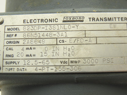 Foxboro 823DP-I3S1NL0-Y Electronic Pressure Transmitter 12.5-65VDC 3000PSI