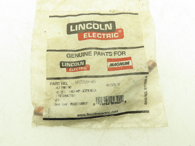 Lincoln Electric KP2918-45 Thru-Arm Gooseneck Gun Tube Tregaskiss Style Torch