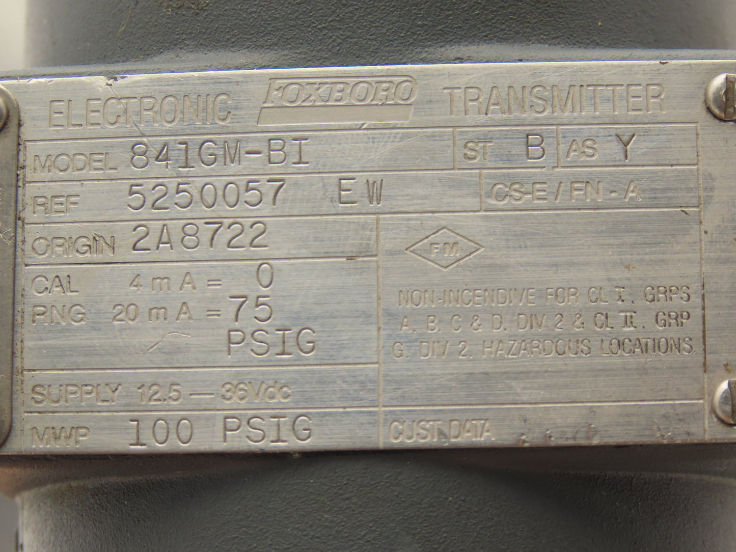 Foxboro 841GM-BI Pressure Transmitter 3" Flange 100PSI 12.5-36VDC