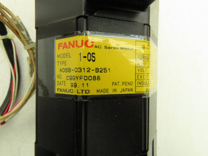 Fanuc A06B-0312-B251 AC Servo Motor 2000 RPM 120V - Encoder A290-0521-V581