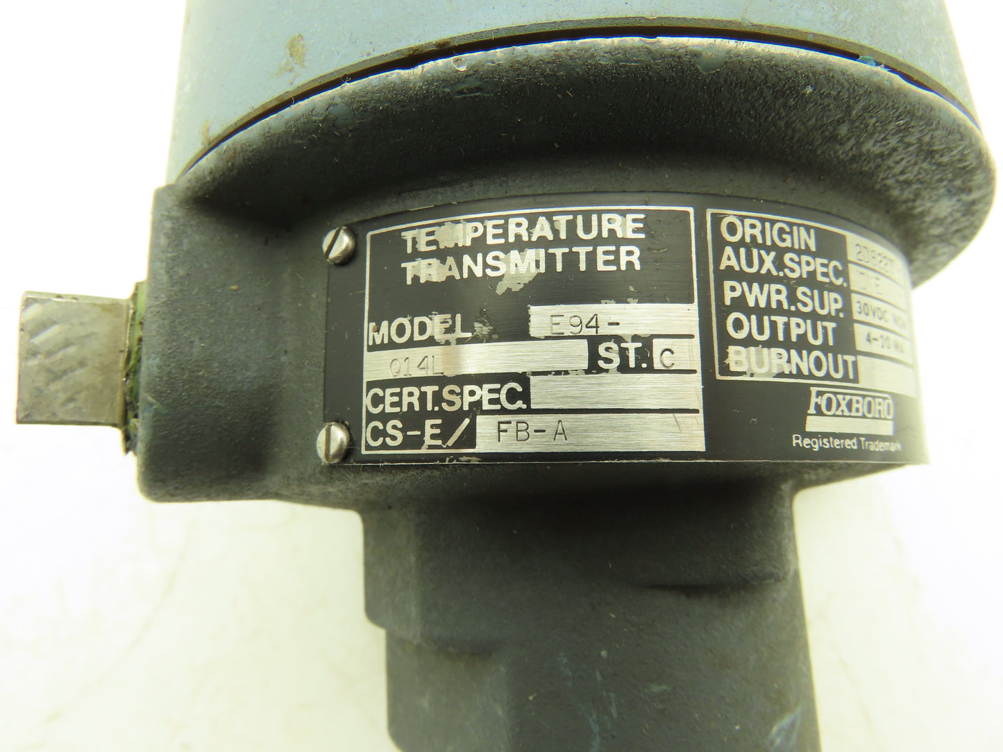 Foxboro E94-Q14L Temperature Transmitter 200-400°F 30VDC Haz Loc 4" Probe