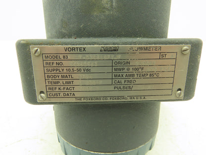 Foxboro F-D3QS1SFTJF Model 83 Vortex Flowmeter Digital Readout 12.5-42VDC 3/4"
