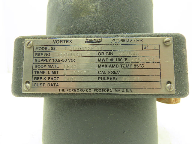 Foxboro F-D3QS1SFTJF Model 83 Vortex Flowmeter Digital Readout 12.5-42VDC 3/4"