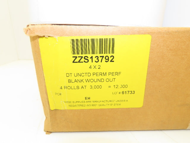 ZZS13792 Direct Thermal Labels 4x2" Barcode Stickers 4 Roll 12000ct